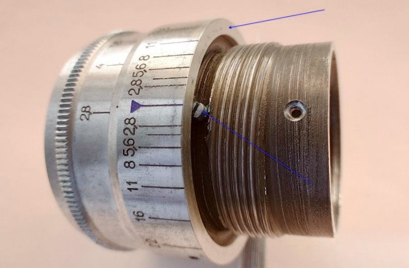 Depth-of-field scale ring screws location