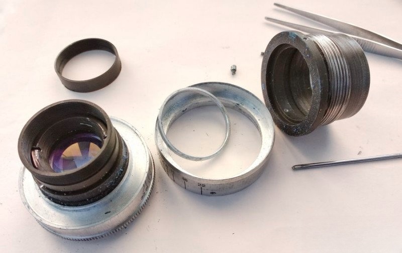 Optical block and components separated and laid out