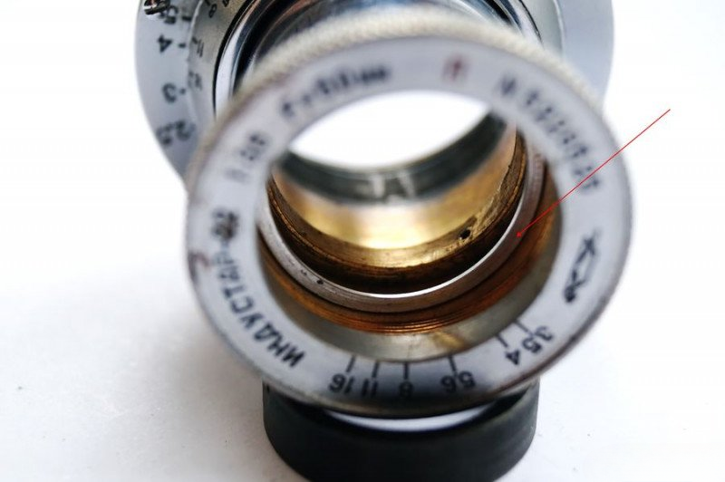 Brass housing interior showing adjustment ring