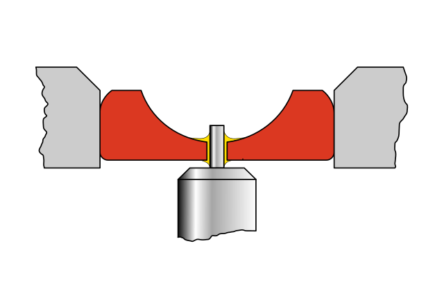 Technical diagram showing hole jewel bearing geometry