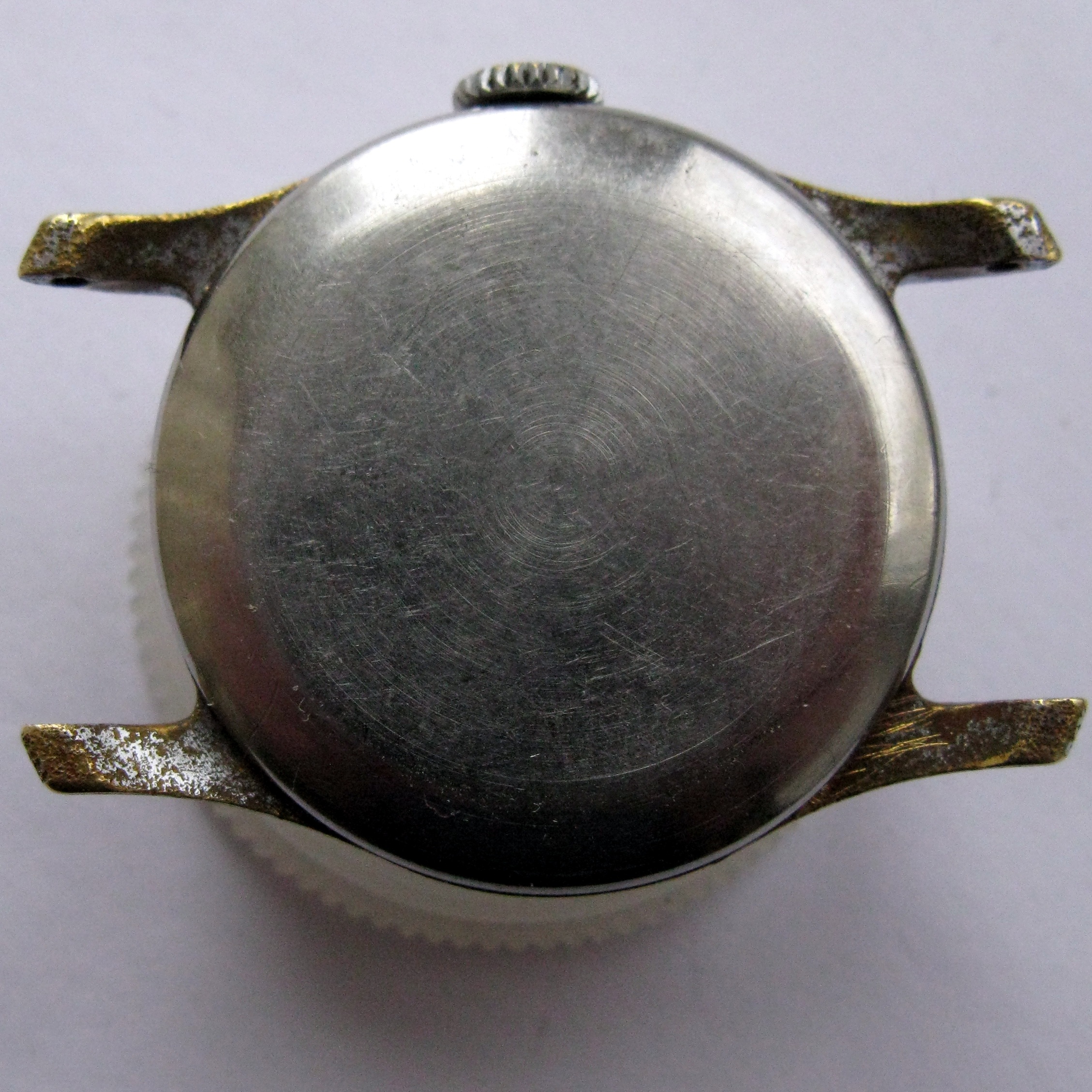 The same Pobeda seen from the caseback side before opening.