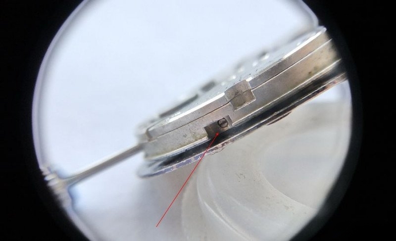 Dial feet securing screws on main plate