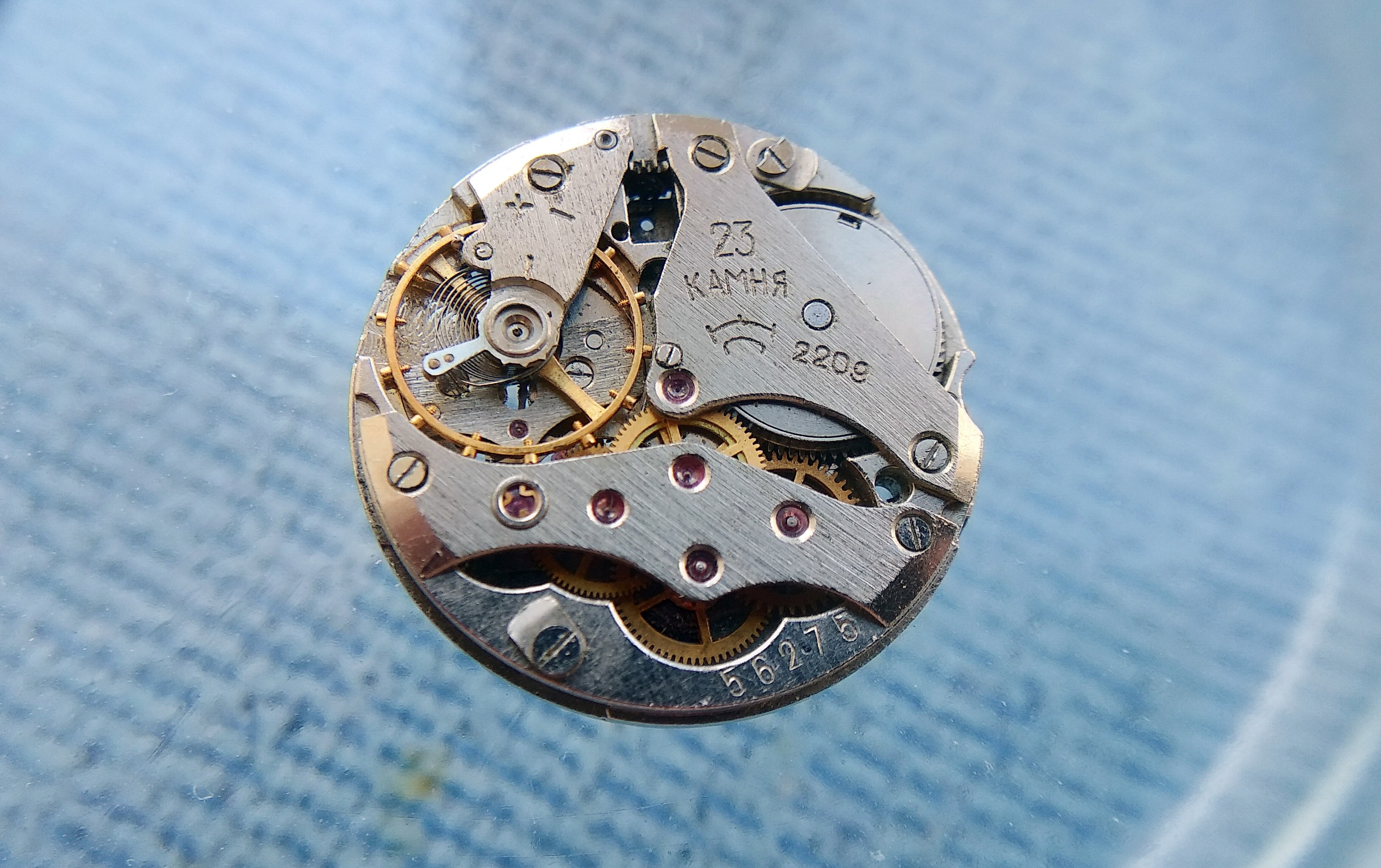 Raketa 2209 caliber second view showing the automatic winding module attachment and the overall movement profile