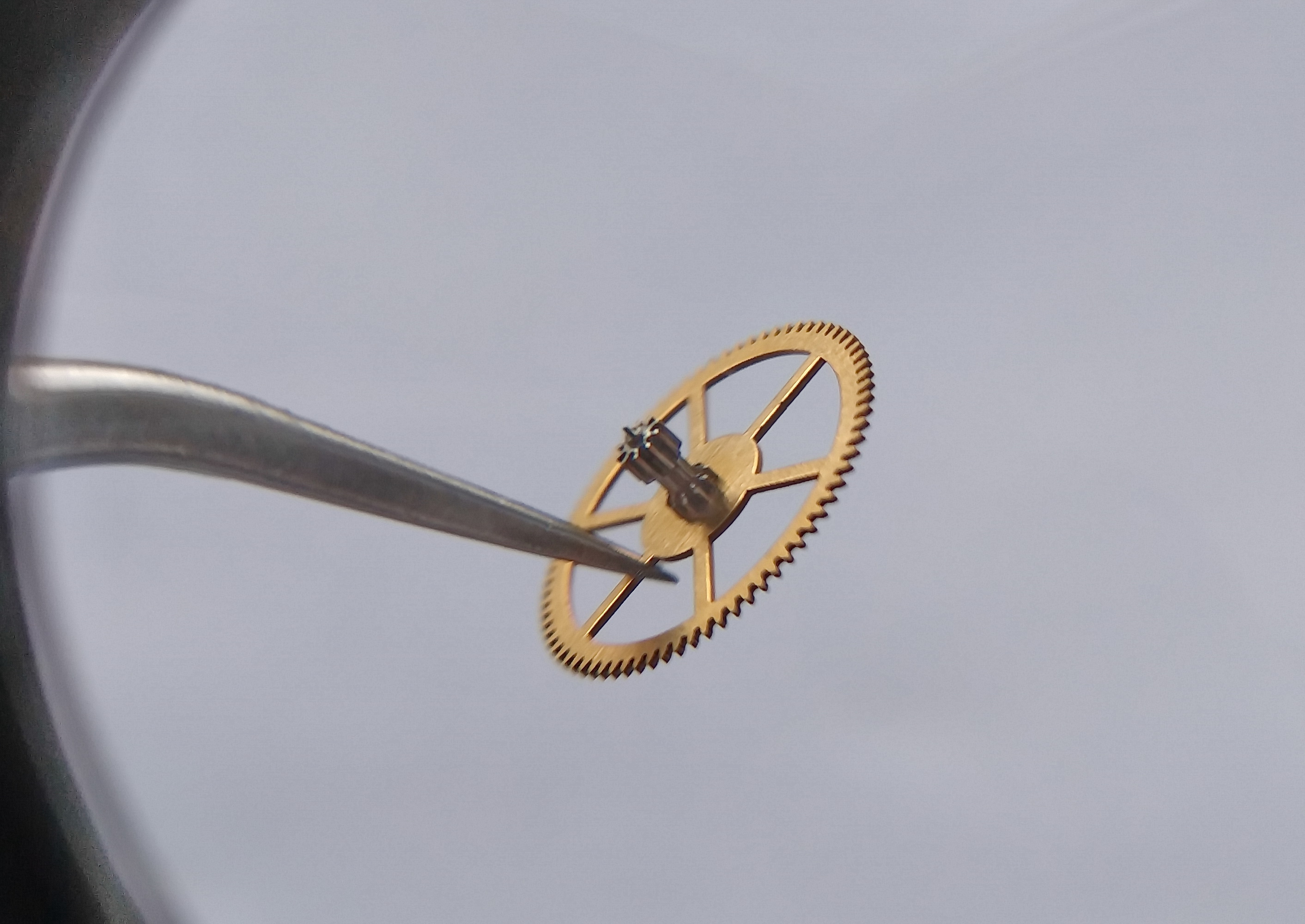 Intermediate wheel of the going train ready to be placed