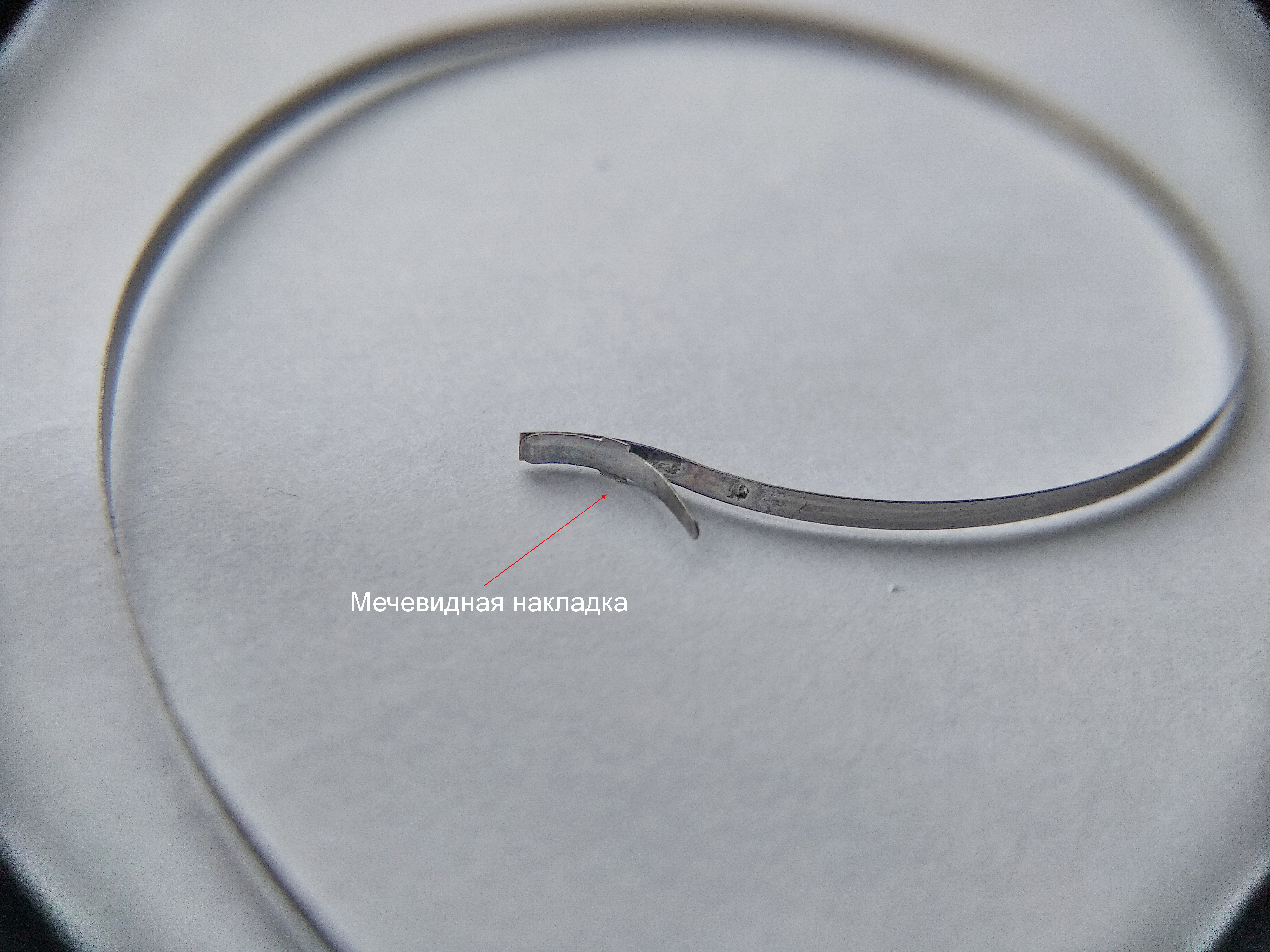 Outer end of the mainspring fitted with a sword-shaped bridle that engages the barrel wall