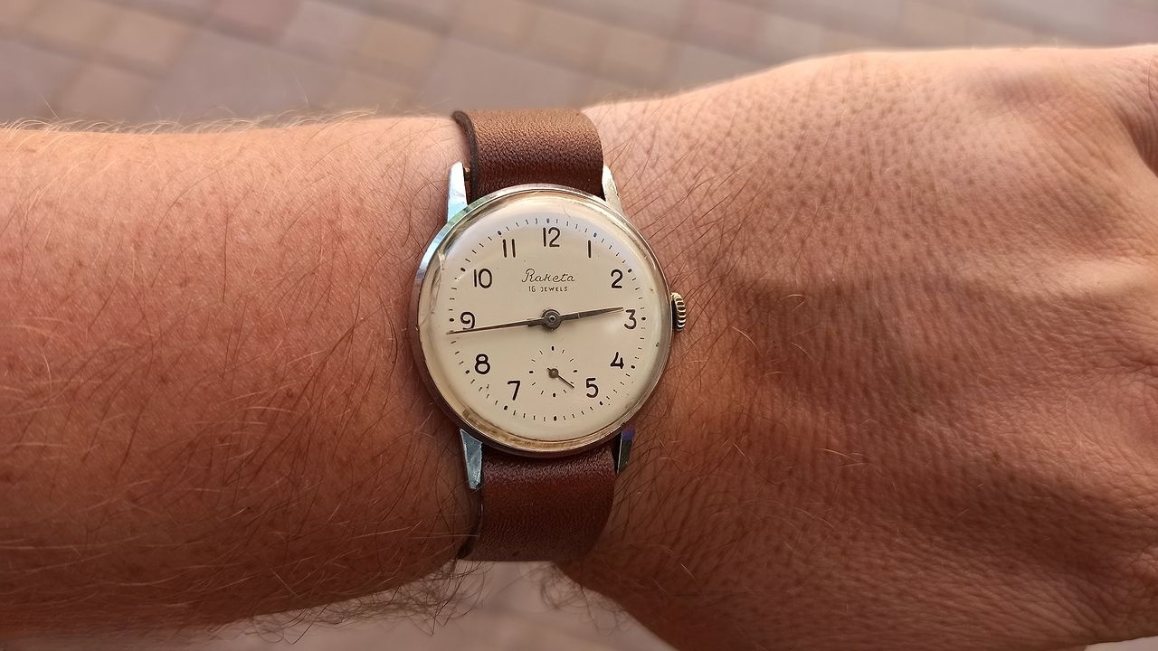 Wrist shot of restored watch