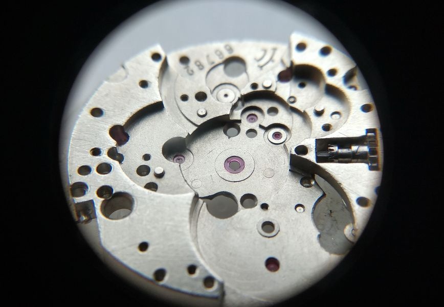 Gear train components ready for installation