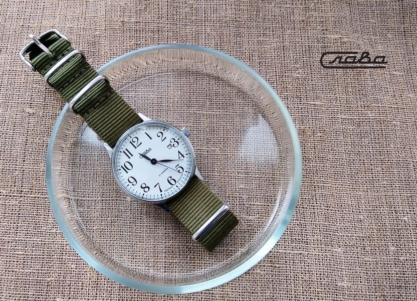 Completed watch showing dial detail