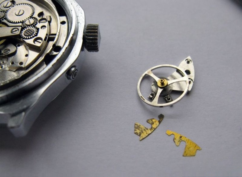 Balance assembly removed showing Incabloc shock protection