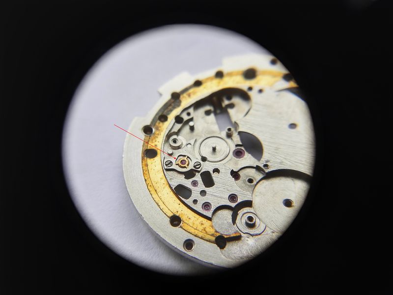 The balance bushing on the plate before servicing