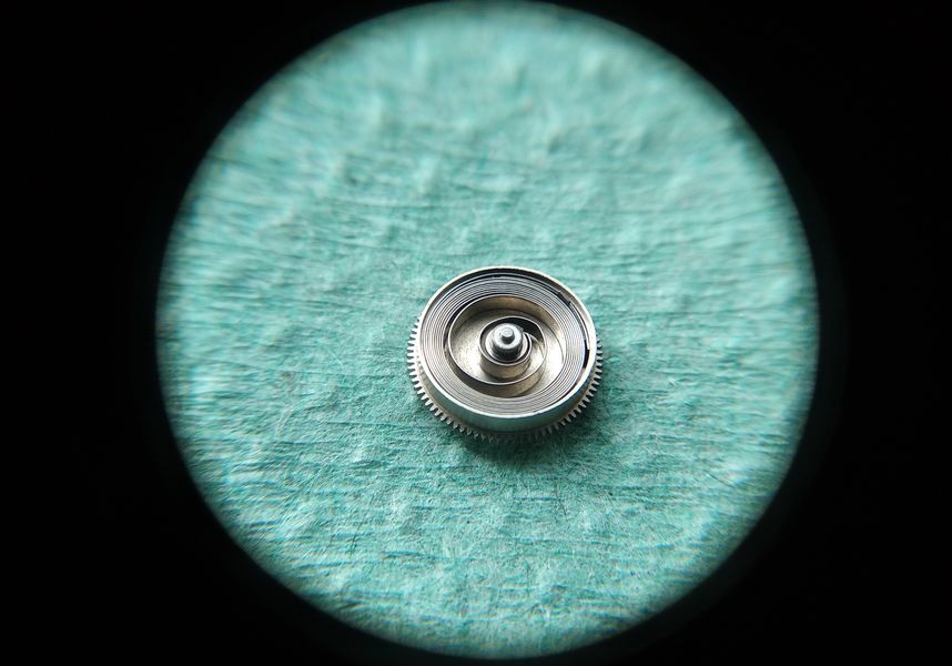 The barrel lid being closed over the lubricated mainspring