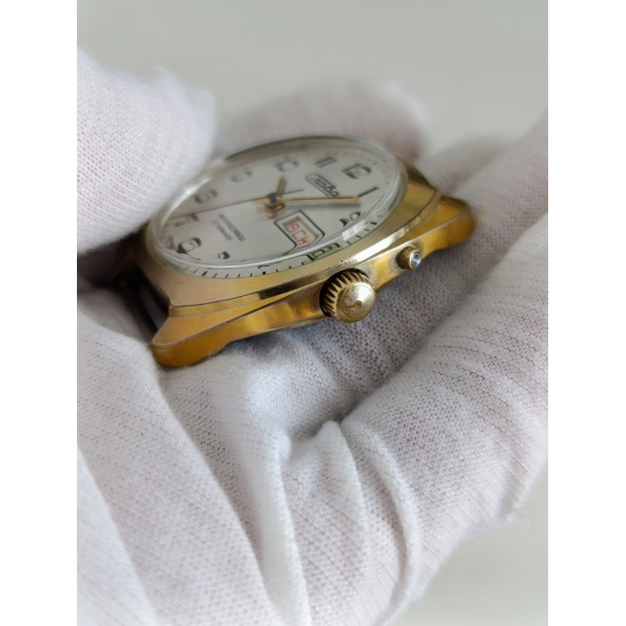 Slava 2427 27-Jewel Automatic USSR Men's Wristwatch, 1980s Gold-Plated