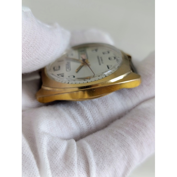 Slava 2427 27-Jewel Automatic USSR Men's Wristwatch, 1980s Gold-Plated