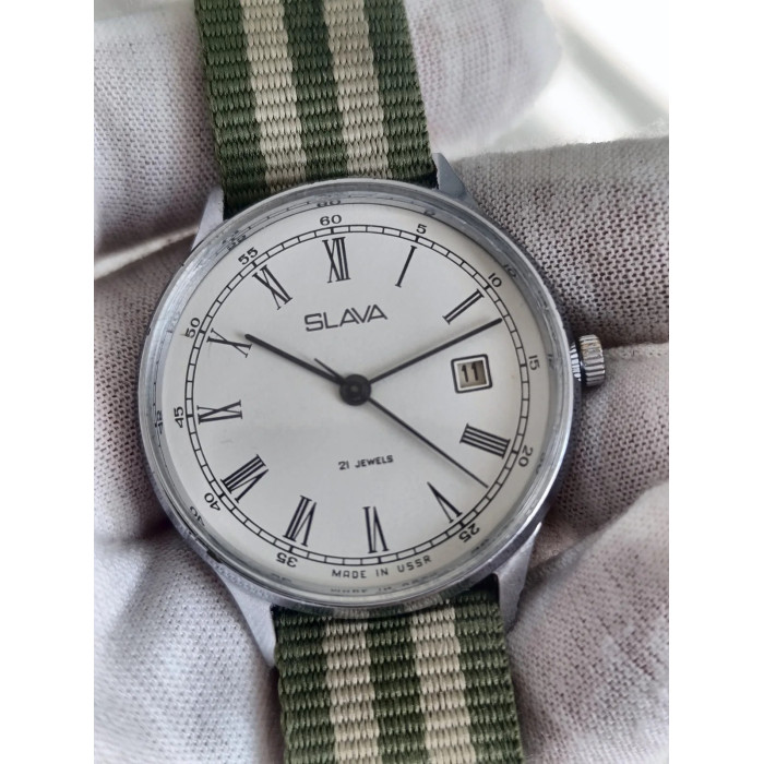 Slava 2414 USSR 1970s Men's Mechanical Wristwatch, 21 Jewels