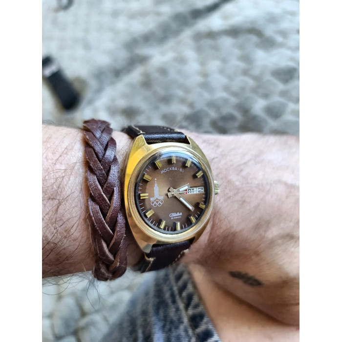 Slava 2428 Olympic USSR Wristwatch 1980s Men's Mechanical 26 Jewels
