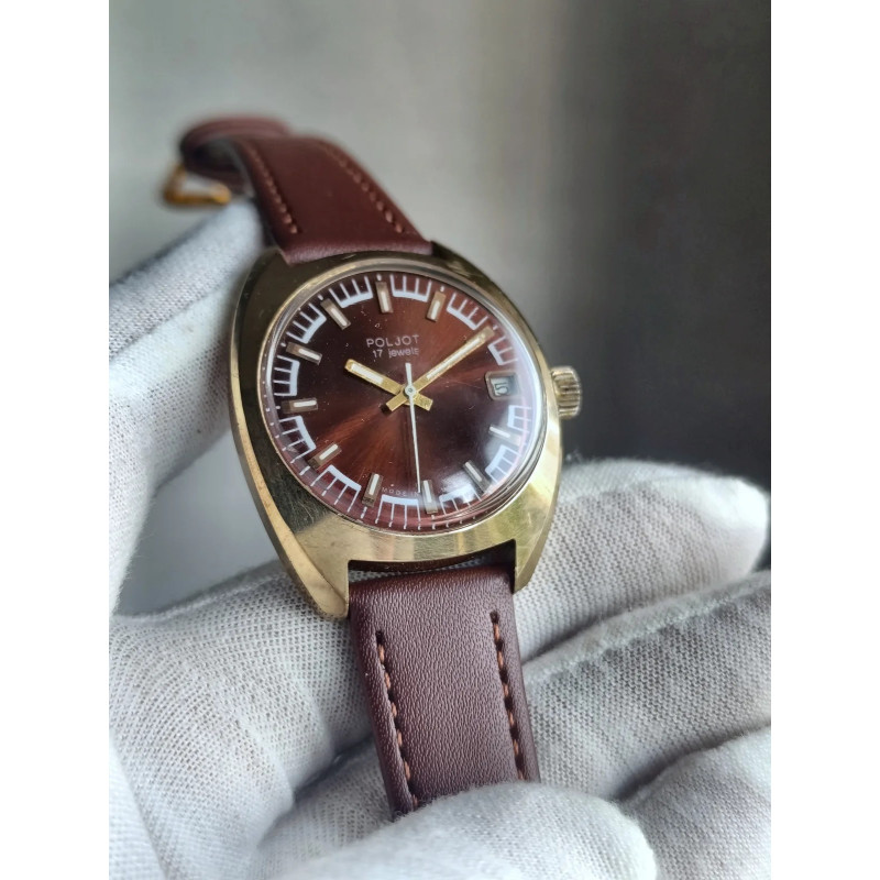 Poljot 2614.2H USSR Men's Wristwatch 1970s 17 Jewels Gold-Plated Poljot 2614.2H USSR Men's Wristwatch 1970s 17 Jewels Gold-Plated