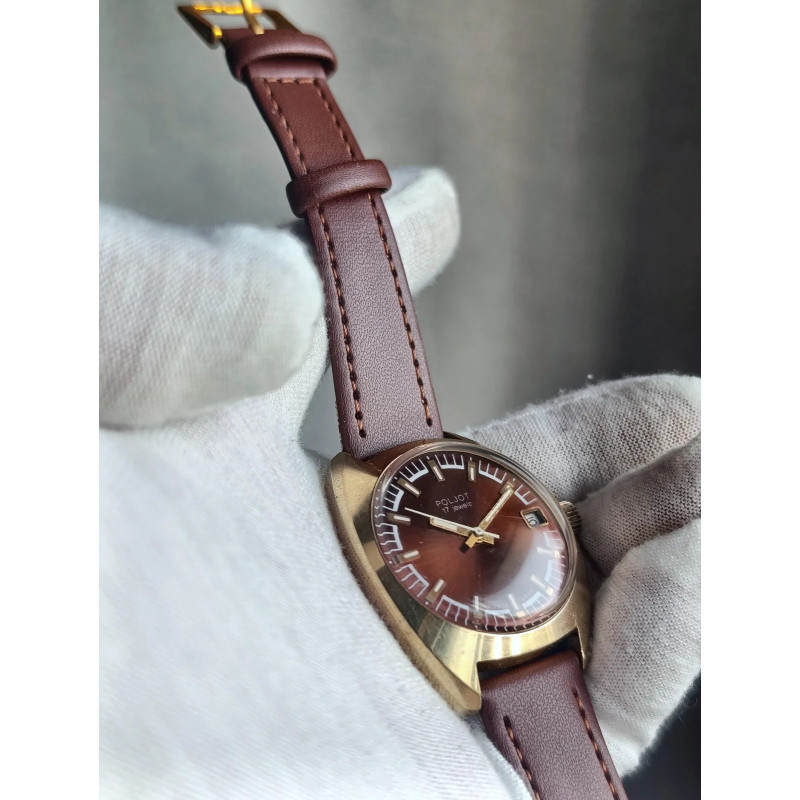 Poljot 2614.2H USSR Men's Wristwatch 1970s 17 Jewels Gold-Plated Poljot 2614.2H USSR Men's Wristwatch 1970s 17 Jewels Gold-Plated