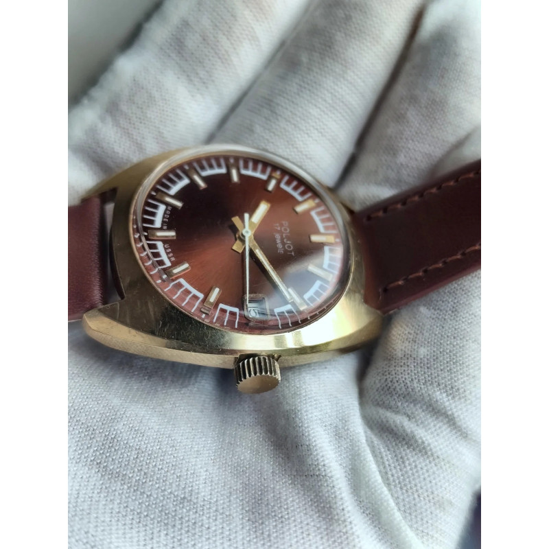 Poljot 2614.2H USSR Men's Wristwatch 1970s 17 Jewels Gold-Plated Poljot 2614.2H USSR Men's Wristwatch 1970s 17 Jewels Gold-Plated