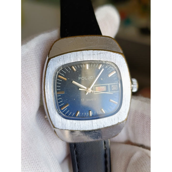 Poljot 2628H Vintage USSR Mechanical Watch First Moscow Watch Factory Blue Dial