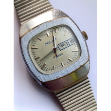 Vintage Poljot 2628.H 1979 USSR Watch Silver Dial NOS ZIM Bracelet