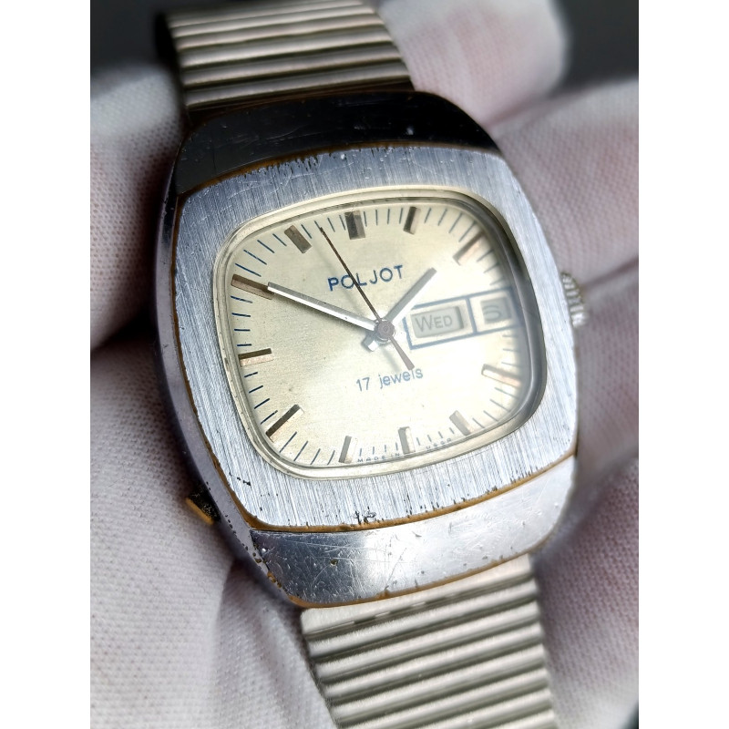 Vintage Poljot 2628.H 1979 USSR Watch Silver Dial NOS ZIM Bracelet Vintage Poljot 2628.H 1979 USSR Watch Silver Dial NOS ZIM Bracelet