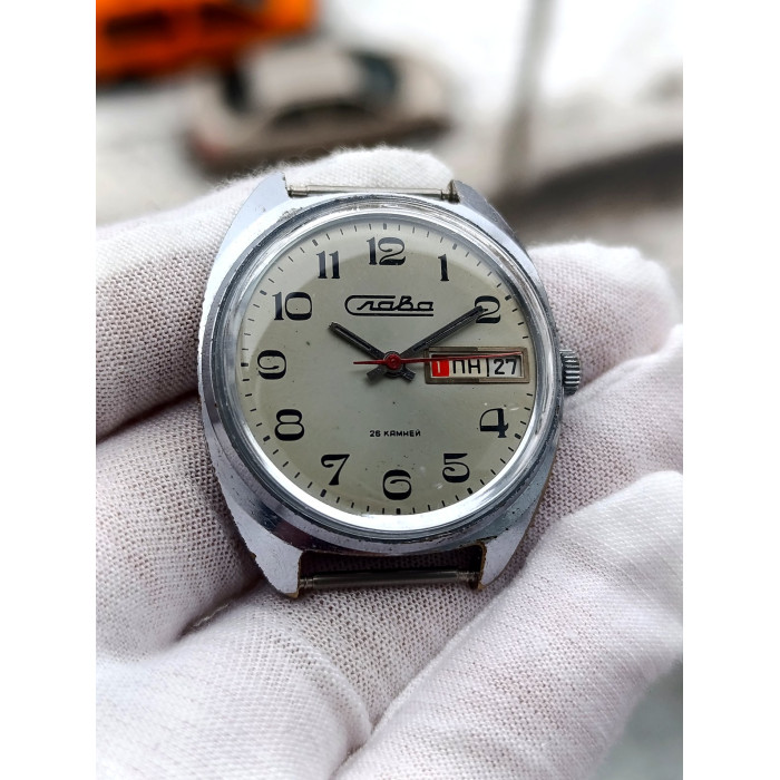 Slava 2428 Mechanical Watch 1980s – Soviet Triple Calendar, 26 Jewels