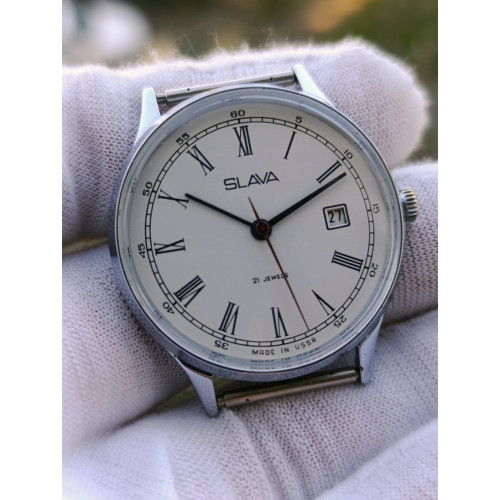 Slava 2414 — Vintage USSR Dress Watch, 1970s, Serviced