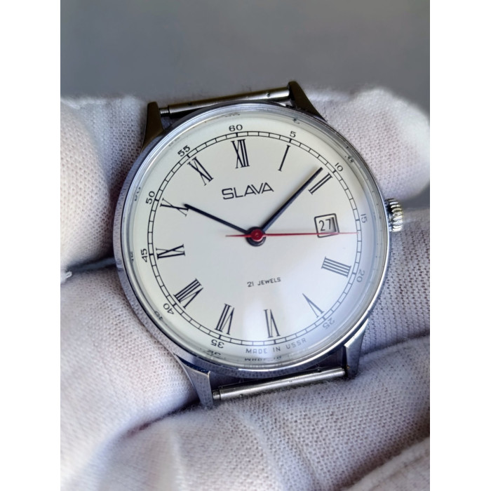 Slava 2414 — Vintage USSR Dress Watch, 1970s, Serviced