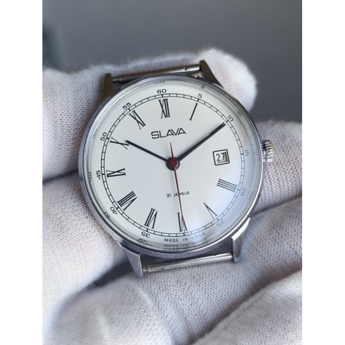 Slava 2414 — Vintage USSR Dress Watch, 1970s, Serviced