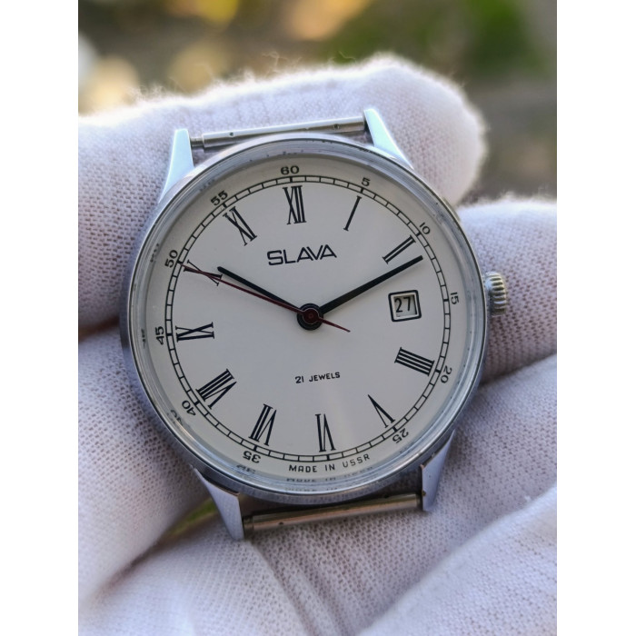 Slava 2414 — Vintage USSR Dress Watch, 1970s, Serviced