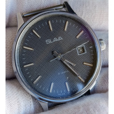 Vintage Slava Watch 2414 USSR 1980s – Black Guilloche Dial  21 Jewels Mechanical
