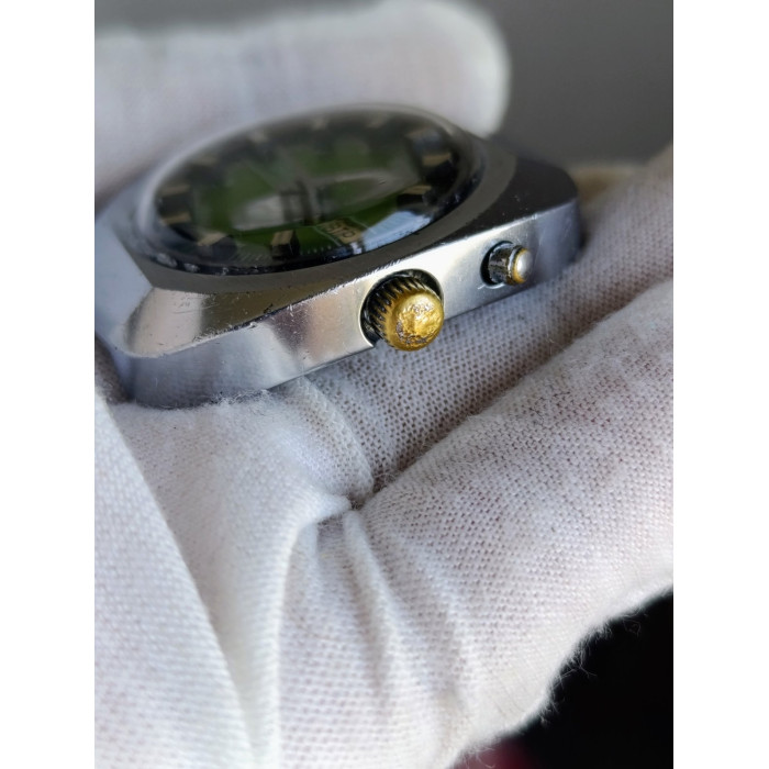 Slava Automatic Watch 27 Jewels 2427 USSR Vintage Green Dial 1980s