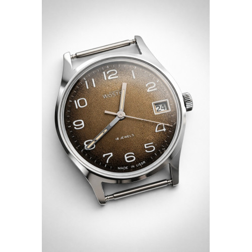 Vostok 2214 Mechanical Watch — 1970s USSR Brown Gradient Dial
