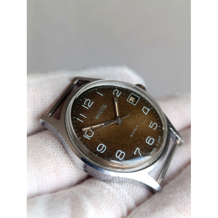 Vostok 2214 Mechanical Watch — 1970s USSR Brown Gradient Dial