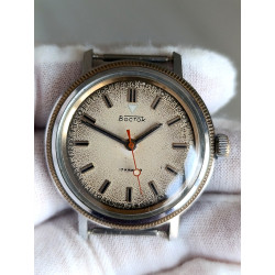 Vintage Soviet Vostok Hand-Wind Watch Caliber 2409A Crackle Dial Serviced 1980s