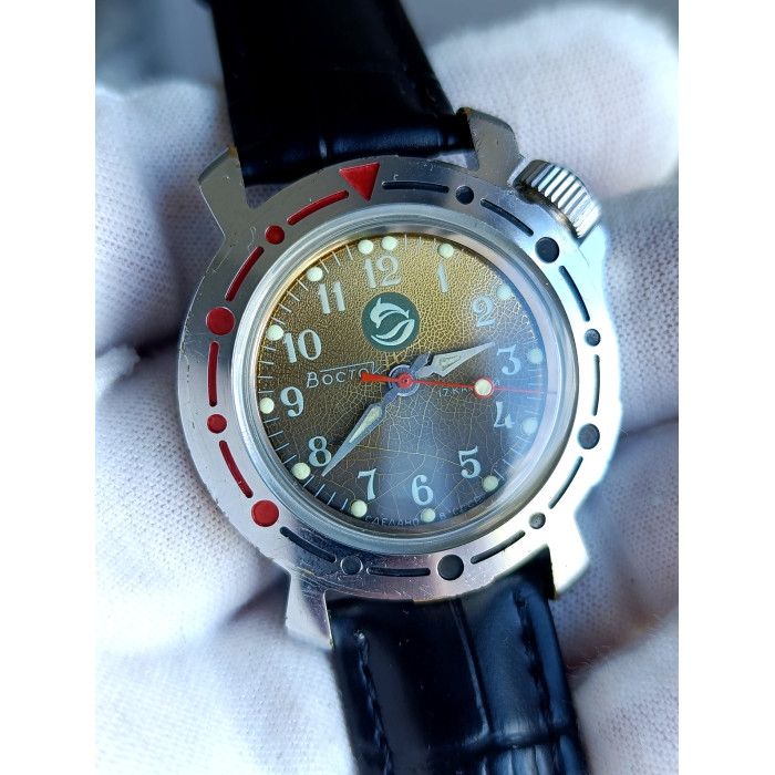 Vintage Vostok Kadet Amphibia Soviet Watch 1980s Dolphin Dial 2409A