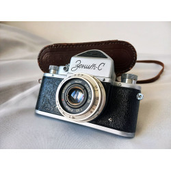 Zenit-S Small Format Single Lens Reflex Camera With Industar 50 Lens and Leather Case Vintage SLR camera Made in USSR