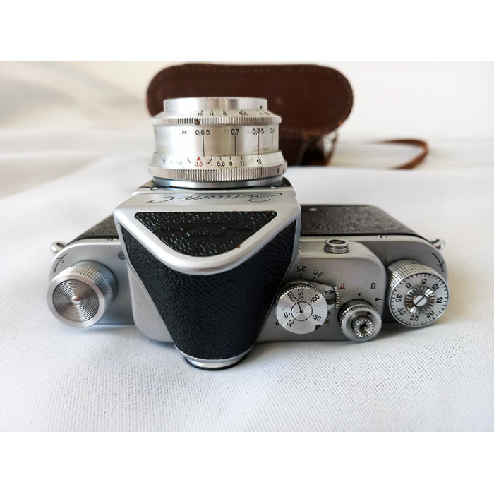 Zenit-S Small Format Single Lens Reflex Camera With Industar 50 Lens and Leather Case Vintage SLR camera Made in USSR