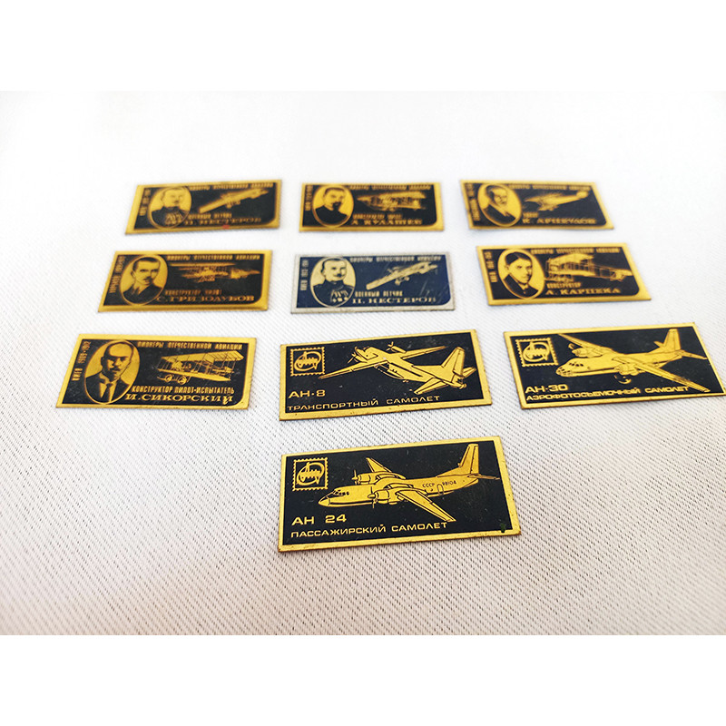 Metal Plates Pioneers of Domestic Aviation Badges from the Soviet Union Aircraft Enameled Badges Metal Plates Pioneers of Domestic Aviation Badges from the Soviet Union Aircraft Enameled Badges