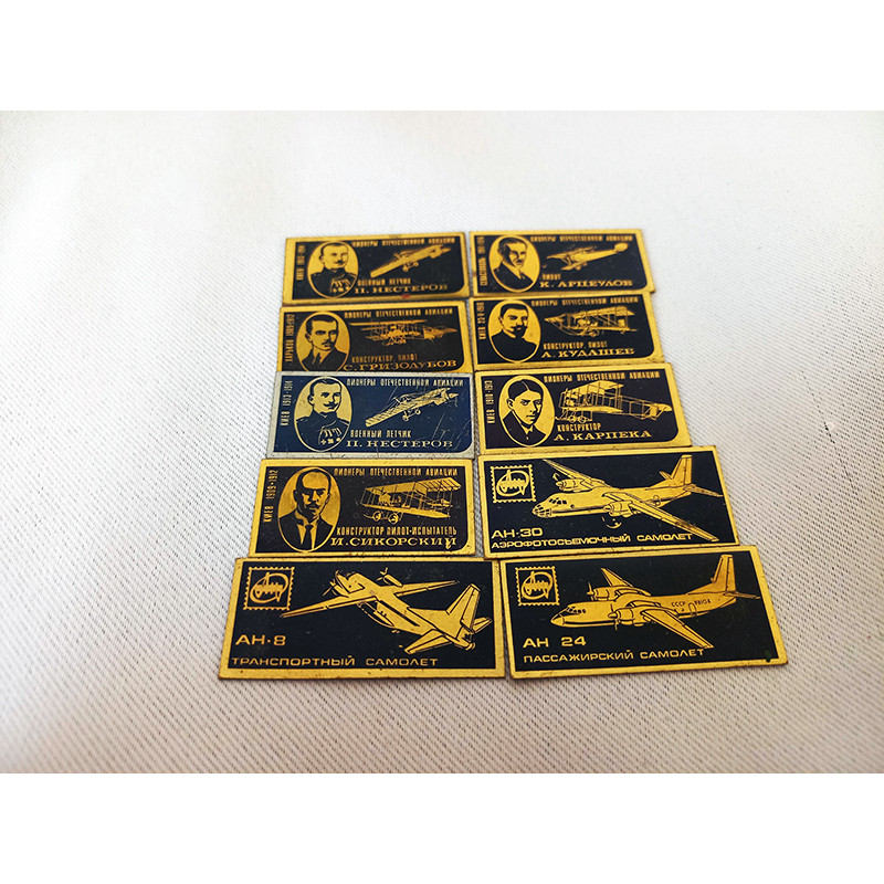Metal Plates Pioneers of Domestic Aviation Badges from the Soviet Union Aircraft Enameled Badges Metal Plates Pioneers of Domestic Aviation Badges from the Soviet Union Aircraft Enameled Badges