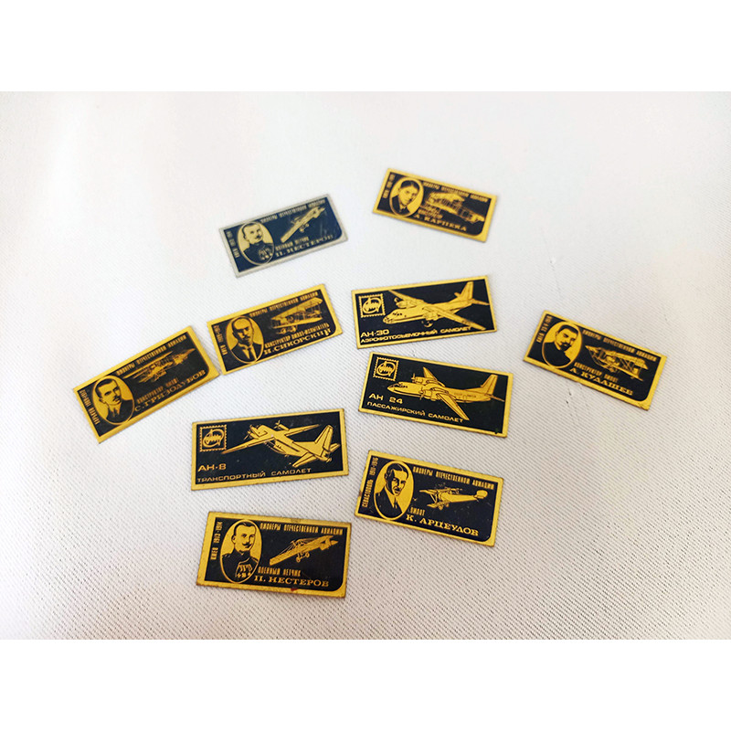 Metal Plates Pioneers of Domestic Aviation Badges from the Soviet Union Aircraft Enameled Badges Metal Plates Pioneers of Domestic Aviation Badges from the Soviet Union Aircraft Enameled Badges