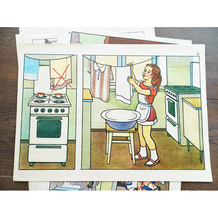 Soviet Vintage Fire Safety Posters for Children 18 Sheets USSR 60s