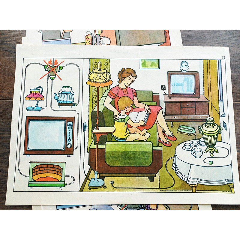 Soviet Vintage Fire Safety Posters for Children 18 Sheets USSR 60s Soviet Vintage Fire Safety Posters for Children 18 Sheets USSR 60s