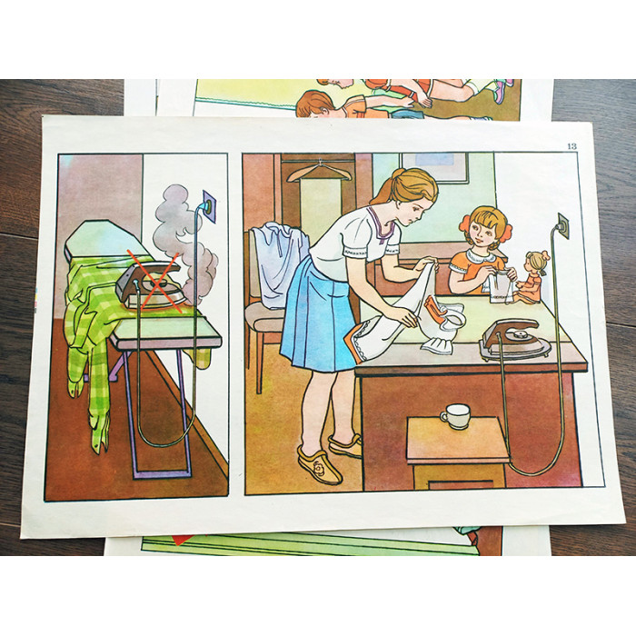 Soviet Vintage Fire Safety Posters for Children 18 Sheets USSR 60s