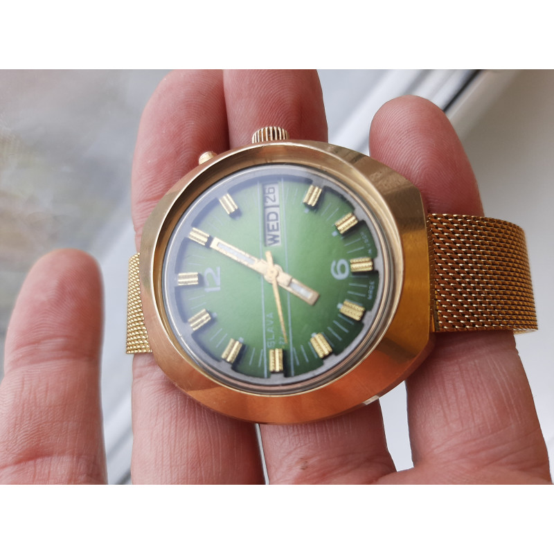Slava Asymmetry Original Soviet Wristwatch Cal. 2427 Very Rare Soviet Watch Slava Asymmetry Original Soviet Wristwatch Cal. 2427 Very Rare Soviet Watch