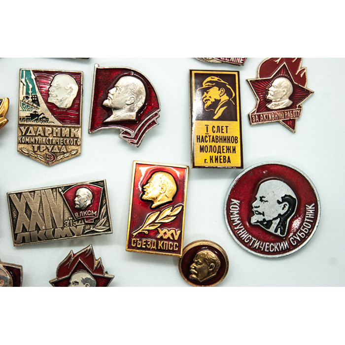 SOVIET pins LENIN set of 27 communist badges made in USSR