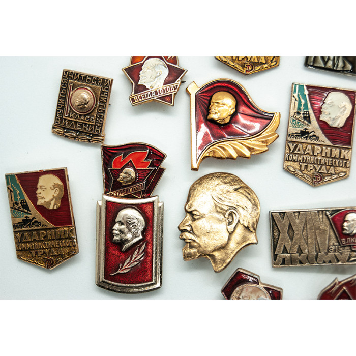 SOVIET pins LENIN set of 27 communist badges made in USSR