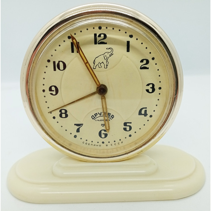 SOVIET Legendary ALARM CLOCK Friendship (Druzhba) with an elephant on the dial