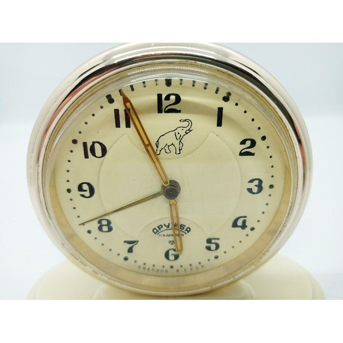 SOVIET Legendary ALARM CLOCK Friendship (Druzhba) with an elephant on the dial