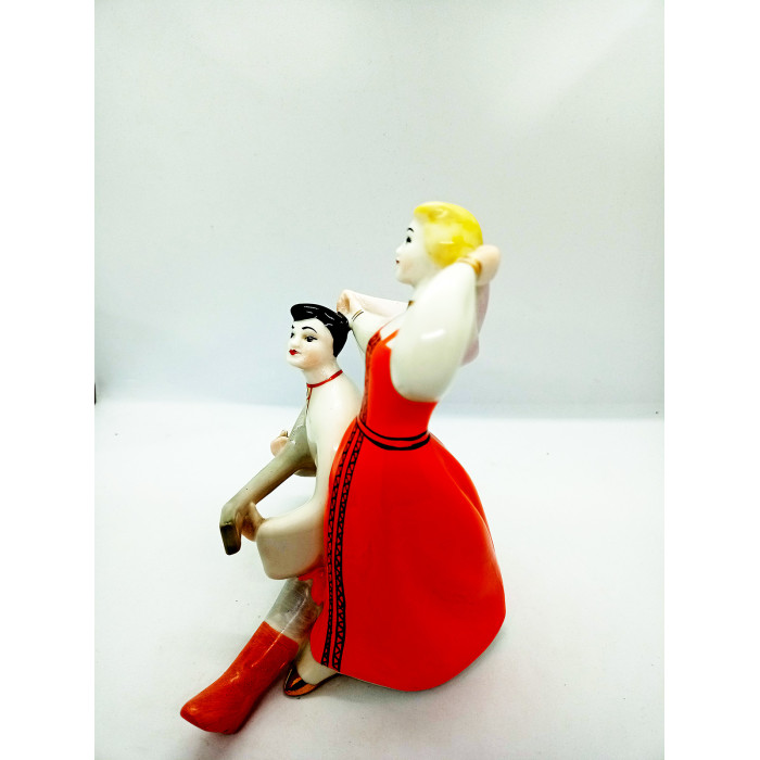 Russian SOVIET PORCELAIN figurine of a dance with a balalaika Souvenir from the USSR